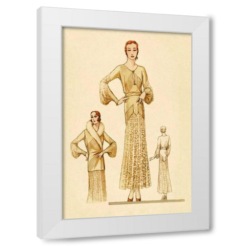 Winter Dress and Overcoat in Yellow White Modern Wood Framed Art Print by Vintage Fashion
