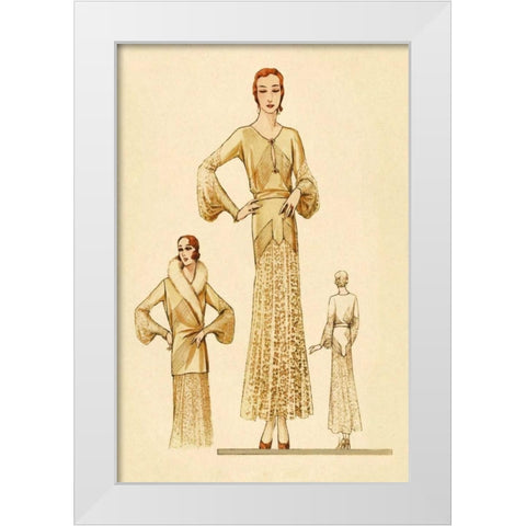 Winter Dress and Overcoat in Yellow White Modern Wood Framed Art Print by Vintage Fashion