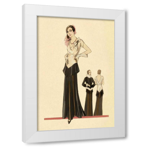 Eveningwear in Black and White White Modern Wood Framed Art Print by Vintage Fashion