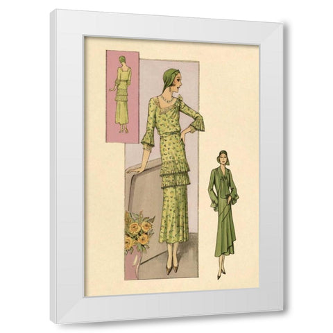 Green Daytime Fashions White Modern Wood Framed Art Print by Vintage Fashion
