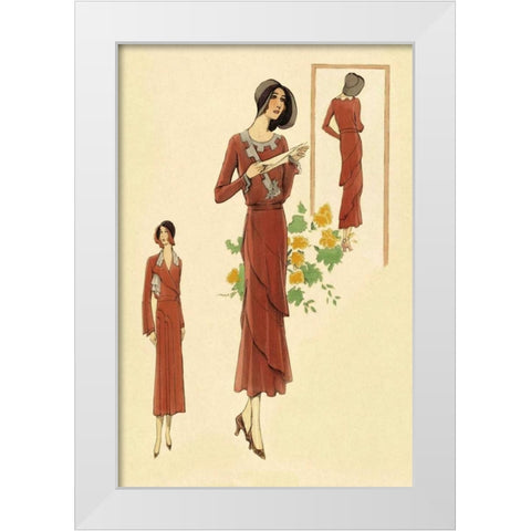 Dainty Fashions in Red White Modern Wood Framed Art Print by Vintage Fashion
