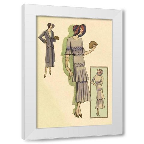 Springtime Dress in Lavender White Modern Wood Framed Art Print by Vintage Fashion