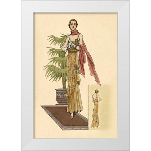 Summer Dress with Pink Wrap White Modern Wood Framed Art Print by Vintage Fashion