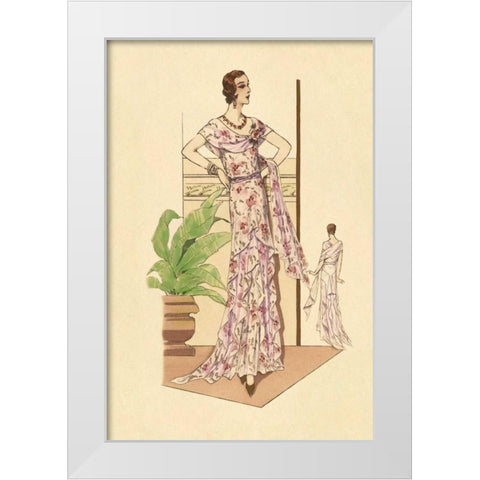 Layered Summer Dress in Flower Print White Modern Wood Framed Art Print by Vintage Fashion