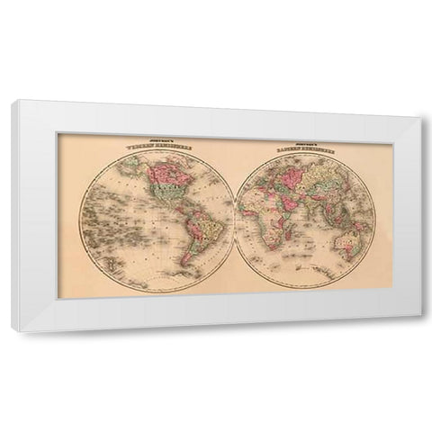 Johnsons World Map White Modern Wood Framed Art Print by Johnson, A.J.