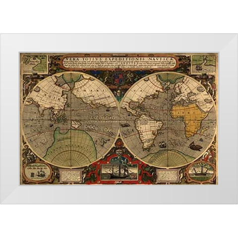 Vera Totius Expeditionis Nautica White Modern Wood Framed Art Print by Ortelius, Abraham