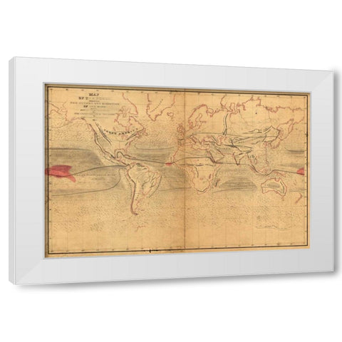World Winds in Navigation White Modern Wood Framed Art Print by Wilkes, Captain Charles