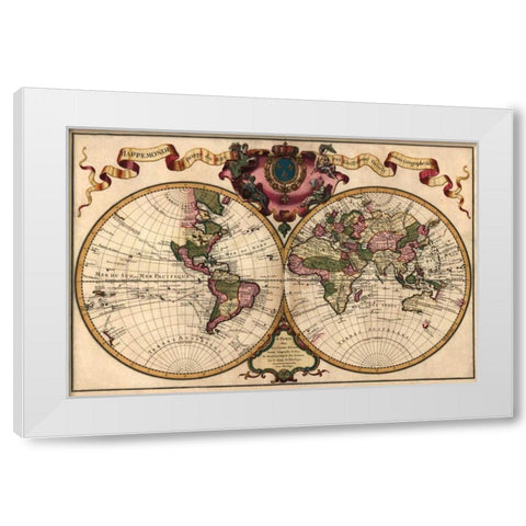 World Map Prepared for then French King White Modern Wood Framed Art Print by De LIsle, Guillaume