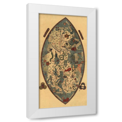 Genoese World Map White Modern Wood Framed Art Print by Toscanelli, Paolo del Pozzo