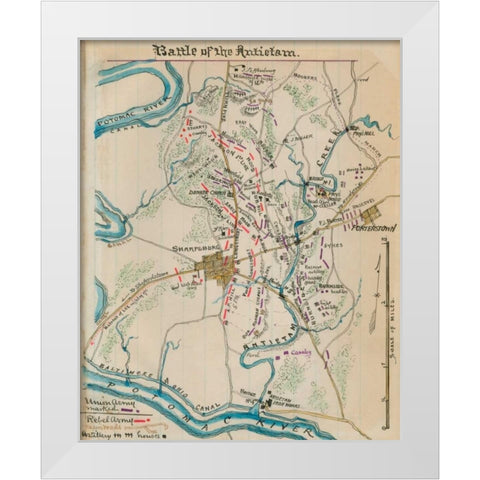 Battle of Antietam or Sharpsburg #1 White Modern Wood Framed Art Print by Unknown