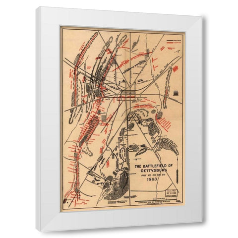 Battle of Gettysburg #1 White Modern Wood Framed Art Print by Unknown