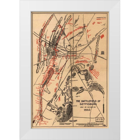 Battle of Gettysburg #1 White Modern Wood Framed Art Print by Unknown