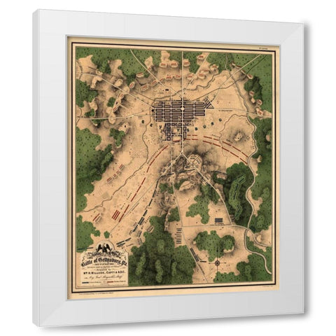 Battle of Gettysburg #2 White Modern Wood Framed Art Print by Unknown