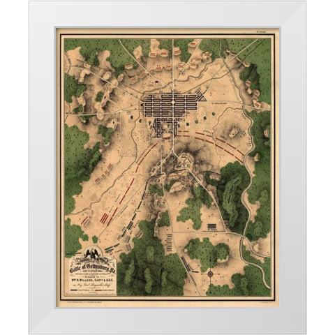 Battle of Gettysburg #2 White Modern Wood Framed Art Print by Unknown