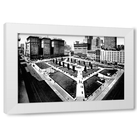 Union Square, San Francisco, CA White Modern Wood Framed Art Print by Vintage San Francisco