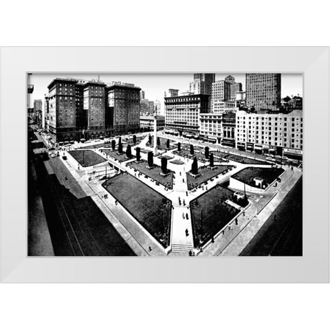 Union Square, San Francisco, CA White Modern Wood Framed Art Print by Vintage San Francisco