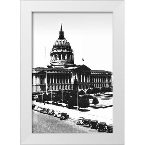 City Hall, San Francisco, CA White Modern Wood Framed Art Print by Vintage San Francisco