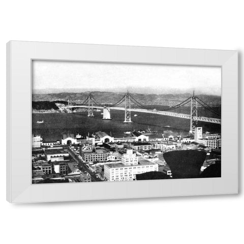 Oakland Bay Bridge, San Francisco, CA #2 White Modern Wood Framed Art Print by Vintage San Francisco