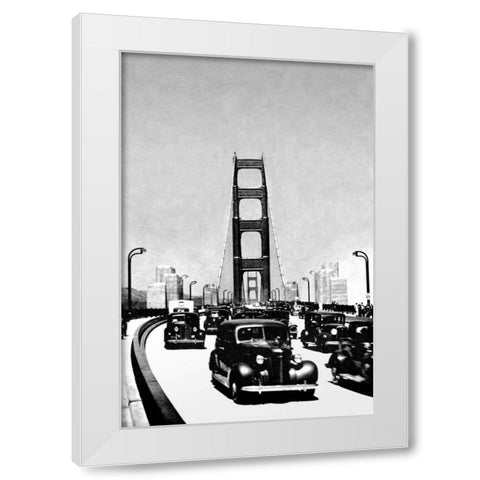 The Golden Gate Bridge, San Francisco, CA White Modern Wood Framed Art Print by Vintage San Francisco