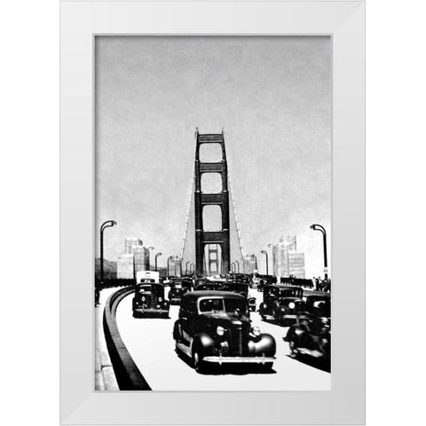 The Golden Gate Bridge, San Francisco, CA White Modern Wood Framed Art Print by Vintage San Francisco