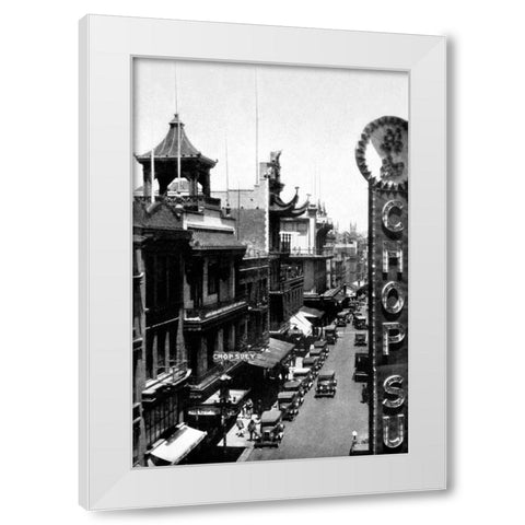 Chinatown, San Francisco, CA White Modern Wood Framed Art Print by Vintage San Francisco