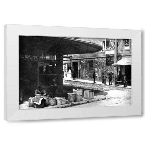 Old Chinatown, San Francisco, CA White Modern Wood Framed Art Print by Vintage San Francisco