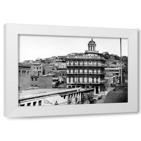 Montgomery St., San Francisco, CA White Modern Wood Framed Art Print by Vintage San Francisco