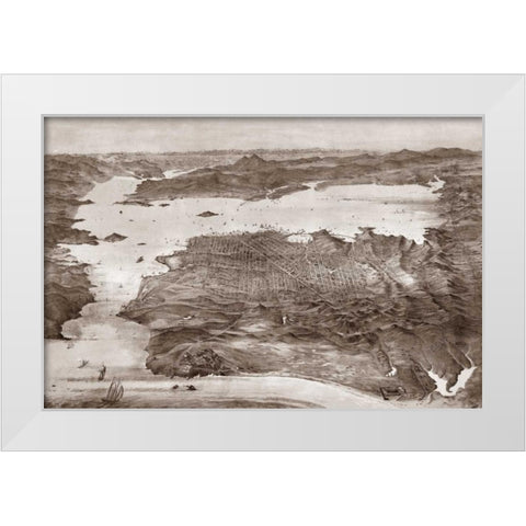 Birds-Eye View of San Francisco White Modern Wood Framed Art Print by Vintage San Francisco