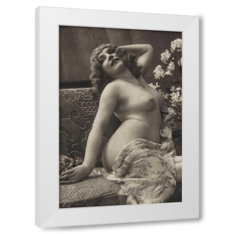 Voluptuousness White Modern Wood Framed Art Print by Vintage Nudes