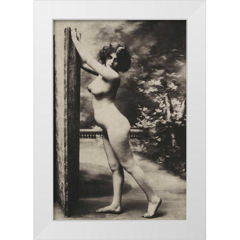The Garden Windbreak White Modern Wood Framed Art Print by Vintage Nudes