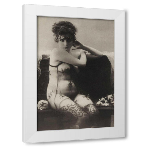 The Dress of Tulle White Modern Wood Framed Art Print by Vintage Nudes