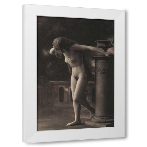 Clothed in her Hair White Modern Wood Framed Art Print by Vintage Nudes