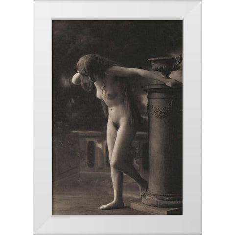 Clothed in her Hair White Modern Wood Framed Art Print by Vintage Nudes