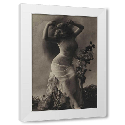The Pearl Diadem White Modern Wood Framed Art Print by Vintage Nudes