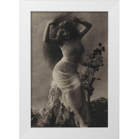 The Pearl Diadem White Modern Wood Framed Art Print by Vintage Nudes