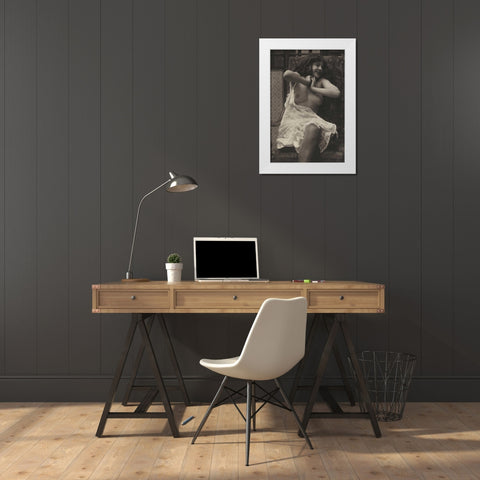 Sudden Joy White Modern Wood Framed Art Print by Vintage Nudes