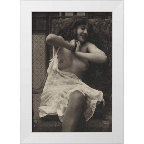 Sudden Joy White Modern Wood Framed Art Print by Vintage Nudes