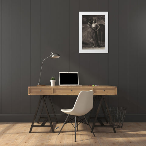 Loves Handmaiden White Modern Wood Framed Art Print by Vintage Nudes