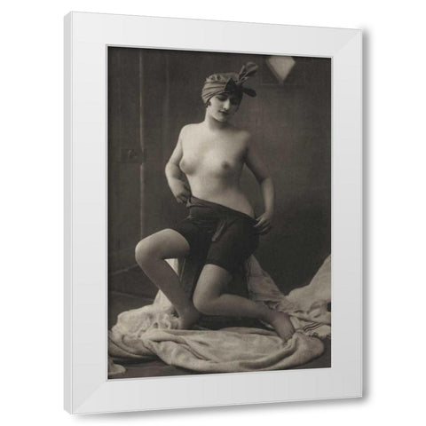 The Intimacy of the Powder Room White Modern Wood Framed Art Print by Vintage Nudes