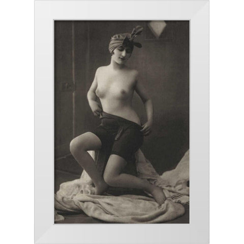 The Intimacy of the Powder Room White Modern Wood Framed Art Print by Vintage Nudes