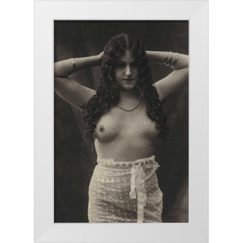 Necklace and Bracelets White Modern Wood Framed Art Print by Vintage Nudes