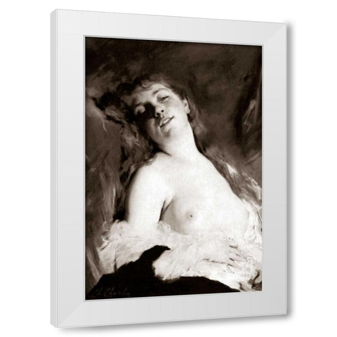An Inviting Nude White Modern Wood Framed Art Print by Vintage Nudes