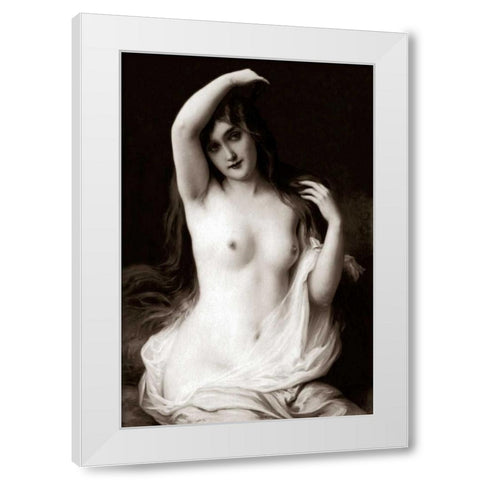 A Long-Haired Nude White Modern Wood Framed Art Print by Vintage Nudes