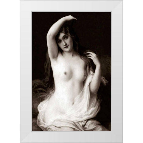 A Long-Haired Nude White Modern Wood Framed Art Print by Vintage Nudes