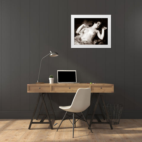 Grace White Modern Wood Framed Art Print by Vintage Nudes