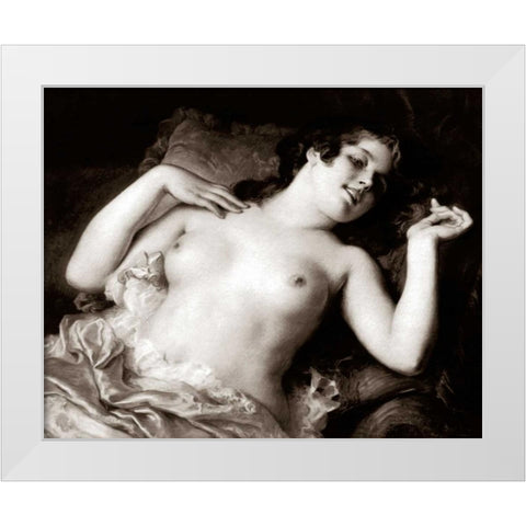 Grace White Modern Wood Framed Art Print by Vintage Nudes