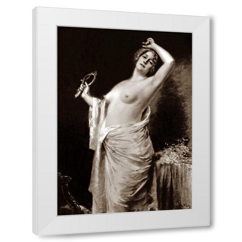 Vanity White Modern Wood Framed Art Print by Vintage Nudes