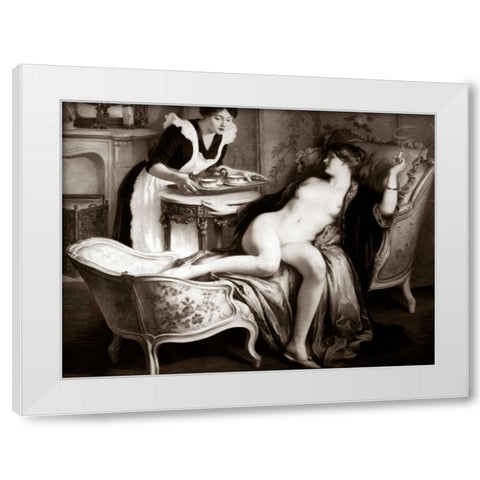 In Her Quarters White Modern Wood Framed Art Print by Vintage Nudes