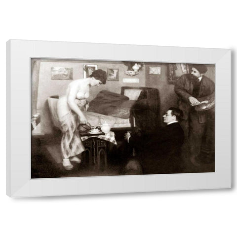 In the Studio White Modern Wood Framed Art Print by Vintage Nudes