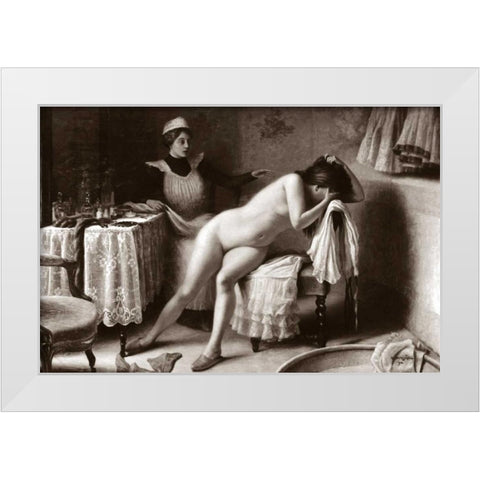 Crying Nude White Modern Wood Framed Art Print by Vintage Nudes